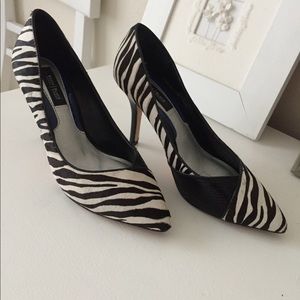 White House Black Market Leopard suede heels